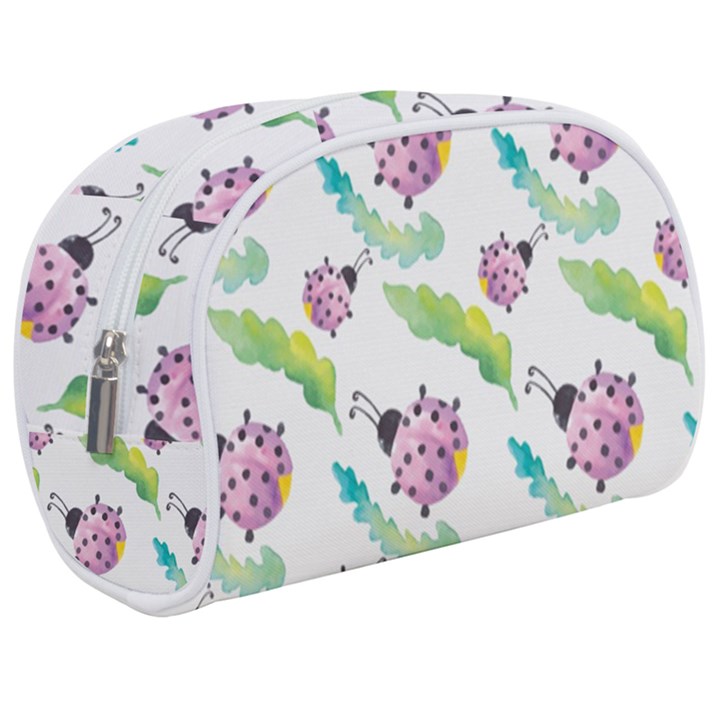 Watercolor pattern with lady bug Makeup Case (Medium)