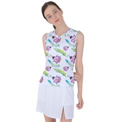 Watercolor Pattern With Lady Bug Women s Sleeveless Sports Top