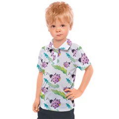 Watercolor Pattern With Lady Bug Kids  Polo Tee