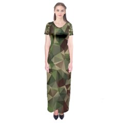 Abstract Vector Military Camouflage Background Short Sleeve Maxi Dress by Vaneshart