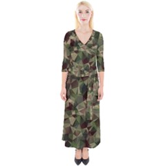 Abstract Vector Military Camouflage Background Quarter Sleeve Wrap Maxi Dress by Vaneshart