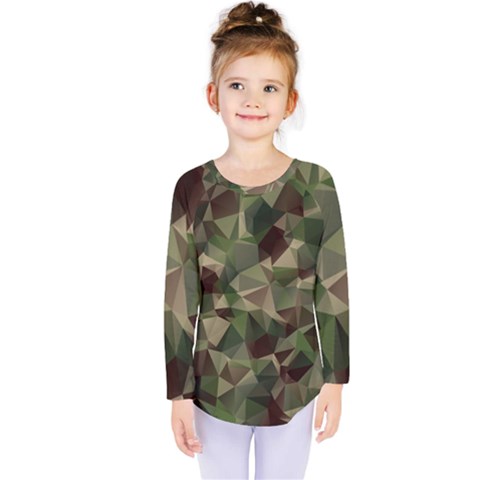 Abstract Vector Military Camouflage Background Kids  Long Sleeve Tee by Vaneshart