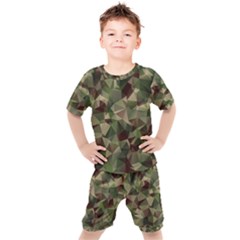 Abstract Vector Military Camouflage Background Kids  Tee And Shorts Set by Vaneshart