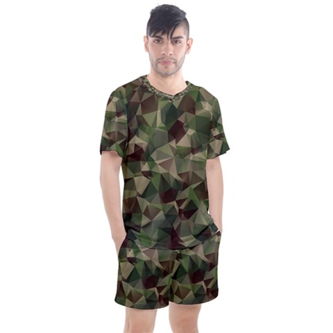 Abstract Vector Military Camouflage Background Men s Mesh Tee And Shorts Set by Vaneshart