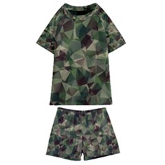 Abstract Vector Military Camouflage Background Kids  Swim Tee And Shorts Set by Vaneshart