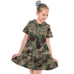 Abstract Vector Military Camouflage Background Kids  Short Sleeve Shirt Dress by Vaneshart