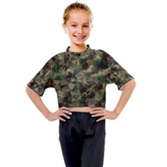 Abstract Vector Military Camouflage Background Kids Mock Neck Tee