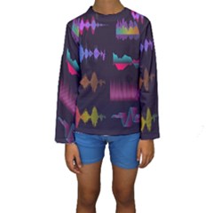 Colorful-sound-wave-set Kids  Long Sleeve Swimwear by Vaneshart