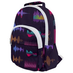 Colorful-sound-wave-set Rounded Multi Pocket Backpack by Vaneshart