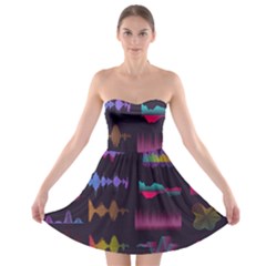 Colorful-sound-wave-set Strapless Bra Top Dress by Vaneshart