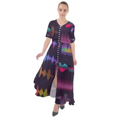 Colorful-sound-wave-set Waist Tie Boho Maxi Dress by Vaneshart