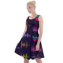 Colorful-sound-wave-set Knee Length Skater Dress by Vaneshart