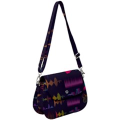 Colorful-sound-wave-set Saddle Handbag