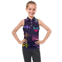 Colorful-sound-wave-set Kids  Sleeveless Polo Tee