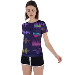 Colorful-sound-wave-set Back Circle Cutout Sports Tee