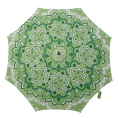 Floral-green-mandala-white Hook Handle Umbrellas (small) by Vaneshart