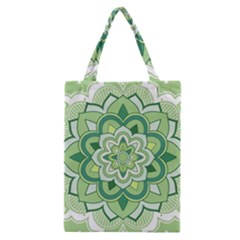 Floral-green-mandala-white Classic Tote Bag by Vaneshart