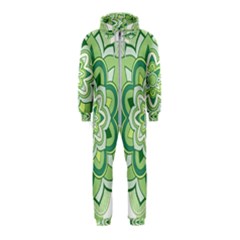 Floral-green-mandala-white Hooded Jumpsuit (kids) by Vaneshart