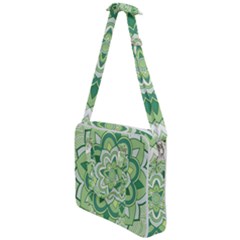 Floral-green-mandala-white Cross Body Office Bag by Vaneshart