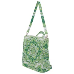 Floral-green-mandala-white Crossbody Backpack by Vaneshart