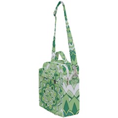 Floral-green-mandala-white Crossbody Day Bag by Vaneshart