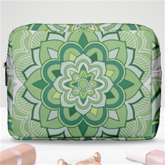 Floral-green-mandala-white Make Up Pouch (large) by Vaneshart