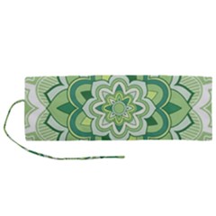 Floral-green-mandala-white Roll Up Canvas Pencil Holder (m) by Vaneshart