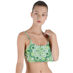 Floral-green-mandala-white Layered Top Bikini Top  by Vaneshart