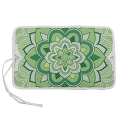 Floral-green-mandala-white Pen Storage Case (l) by Vaneshart