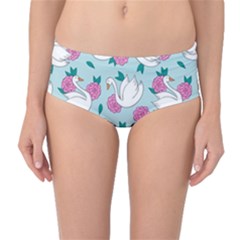 Classy-swan-pattern Mid-waist Bikini Bottoms by Vaneshart