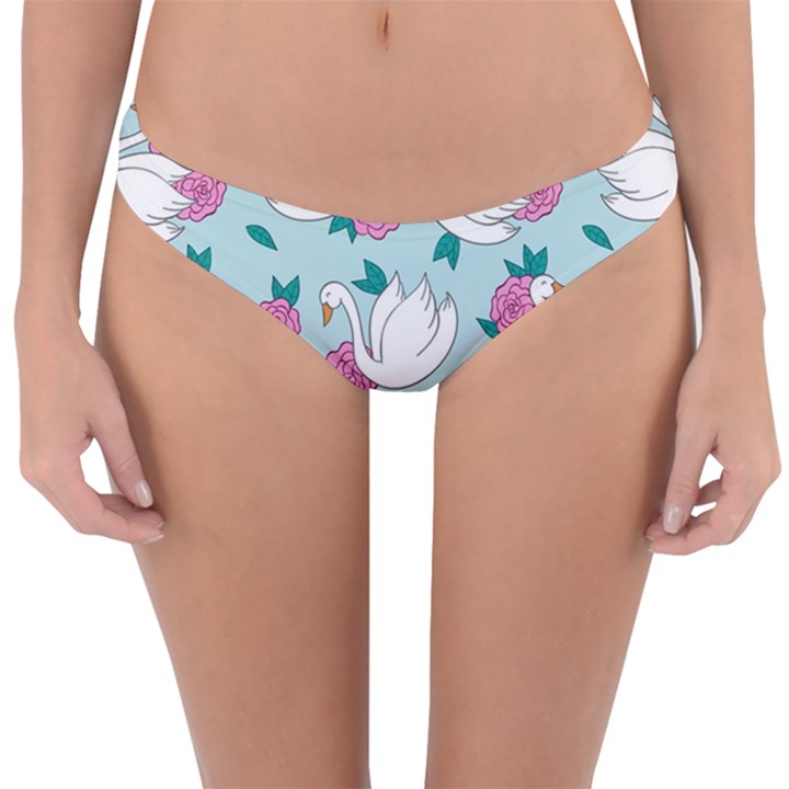 Classy-swan-pattern Reversible Hipster Bikini Bottoms