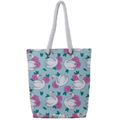 Classy-swan-pattern Full Print Rope Handle Tote (small) by Vaneshart