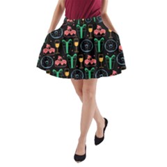 Hand-drawn-happy-birthday-pattern-background A-line Pocket Skirt by Vaneshart