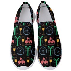 Hand-drawn-happy-birthday-pattern-background Men s Slip On Sneakers by Vaneshart