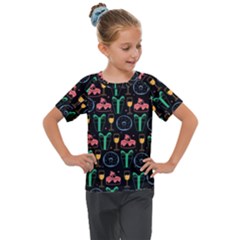 Hand-drawn-happy-birthday-pattern-background Kids  Mesh Piece Tee