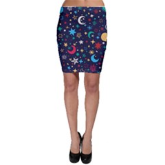 Colorful-background-moons-stars Bodycon Skirt by Vaneshart