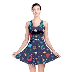 Colorful-background-moons-stars Reversible Skater Dress by Vaneshart