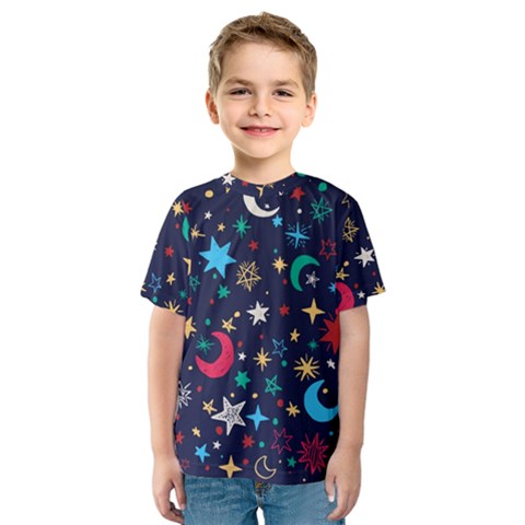 Colorful-background-moons-stars Kids  Sport Mesh Tee by Vaneshart