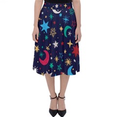 Colorful-background-moons-stars Classic Midi Skirt by Vaneshart