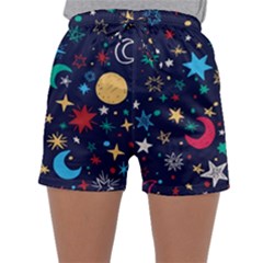 Colorful-background-moons-stars Sleepwear Shorts by Vaneshart