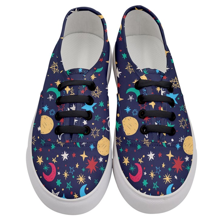 Colorful-background-moons-stars Women s Classic Low Top Sneakers