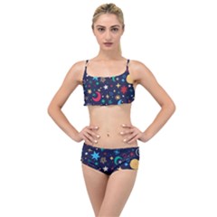 Colorful-background-moons-stars Layered Top Bikini Set by Vaneshart