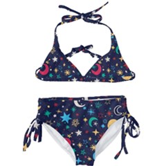 Colorful-background-moons-stars Kids  Classic Bikini Set by Vaneshart