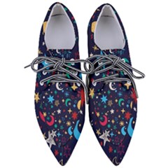 Colorful-background-moons-stars Pointed Oxford Shoes by Vaneshart