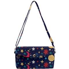 Colorful-background-moons-stars Removable Strap Clutch Bag