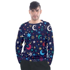 Colorful-background-moons-stars Men s Long Sleeve Raglan Tee