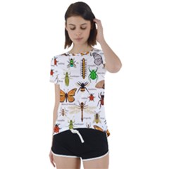 Insects Seamless Pattern Short Sleeve Foldover Tee