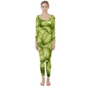 Seamless pattern with green leaves Long Sleeve Catsuit View1