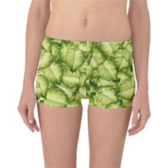 Seamless Pattern With Green Leaves Reversible Boyleg Bikini Bottoms by Vaneshart