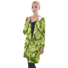 Seamless Pattern With Green Leaves Hooded Pocket Cardigan by Vaneshart